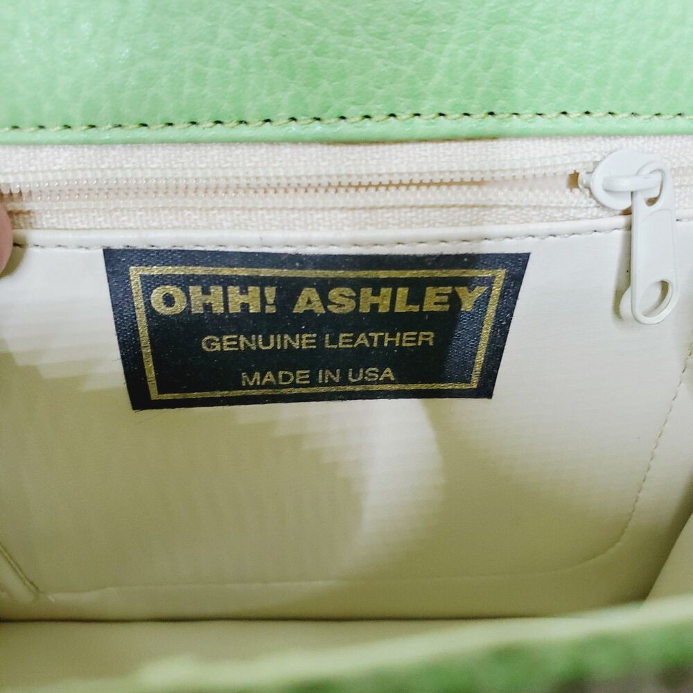 VTG OHHHH ASHLEY Mini Green Leather Purse Womens Crossbody Bag Cute Chic Chain - Picture 7 of 10